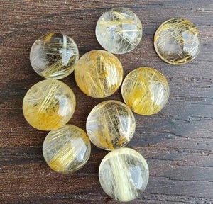 Cabujón redondo rutilo dorado natural de 5 mm a 15 mm piedras preciosas sueltas - Imagen 1 de 2