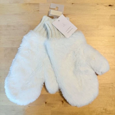 Guantes de piel sintética blancos peludos Lauren Conrad nuevos con etiquetas Foto 1 de 3