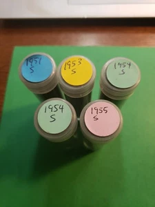 Very Nice 5 Rolls Of 1950s S Mint Cents 51, 53, 54, 55 S Mint Rolls - Picture 1 of 2