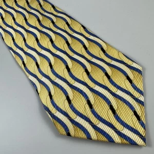 John Blair Men’s 100% Silk Tie Yellow Blue Black Abstract Geometric Necktie READ - Picture 1 of 6