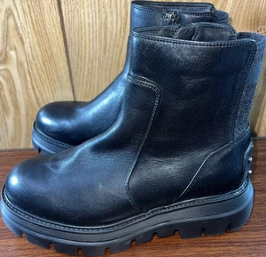 Aquatalia Skyler schwarz Leder wasserabweisend Stollensohle Plateau Stiefel Größe 9,5! - Bild 1 von 11