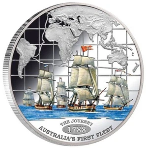 Moneda de plata The Journey Tokelau de 1 dólar 2013 primera flota de Australia - Imagen 1 de 2