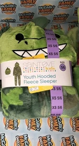 One Piece Pajama Kids Dinosaur Saint Eve Fleece Hooded Sleeper Size 5-6 Years - Picture 1 of 1