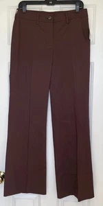 NWT Apostrophe Cocoa Brown Pants Size 6 Cotton Blend Stretch Flare Leg + Belt - Picture 1 of 11