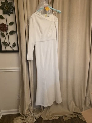 Платье Kay Unger New York Katiana с асимметричным вырезом длинным рукавом эластичное креп 8 - Изображение 1 из 4