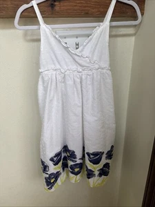 Penelope Mack Flower Dress Lined Sundress Girls Size 10 White Swiss Dot - Picture 1 of 8