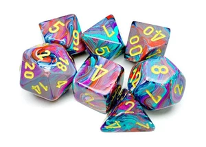 Chessex - Festive Polyhedral 7 Dice Set - Mosaic Yellow - Picture 1 of 4