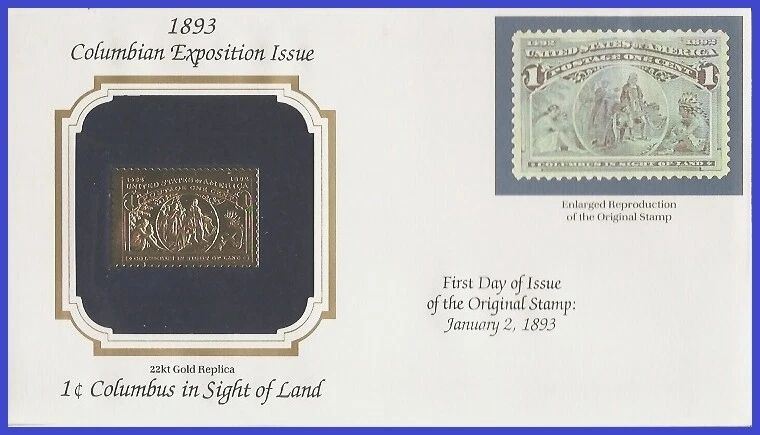 USA2 # 230 U/A GOLDEN REPLICA non FDC   1¢ Columbus in Sight of Land - Image 1 of 1