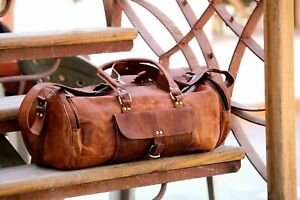 Brown Vintage Leather Women's Travel Luggage Gym New Duffel brown Genuine LARGE
