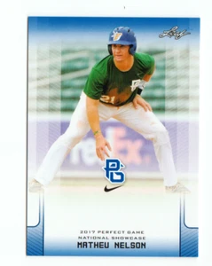 "RARE" MATHEU NELSON 2017 LEAF PERFECT GAME "Blue" PARALLEL ROOKIE CARD! LTD 25! - Picture 1 of 1