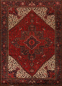 Vintage Dywan do salonu 10x13 Geometryczny Heriz Tradycyjny ręcznie robiony wełniany dywan