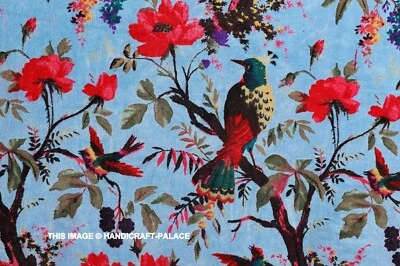 Indisch Samt Handgefertigt Vogel Druck Stoff Polster Schneiderei Nähen Von 2.7m - Bild 1 von 3