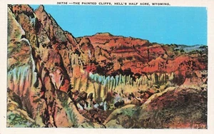 The Painted Cliffs, Hell's Half Acre, Wyoming Vintage PC - Picture 1 of 2