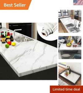 Marble Contact Paper for Countertops 30''x118'' - Removable, Oil-Proof, Washable - Picture 1 of 8