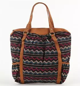 O'Neill Lucy Loo schwarz Zickzack Madras Strandtragetasche Tasche Geldbörse Neu mit Etikett - Bild 1 von 5