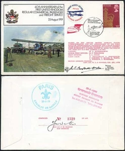 FF7c 1st UK Regular Commercial Passenger and Freight Service Signed Cover - Picture 1 of 1