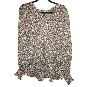Torrid 2 Cottagecore Bauernbluse durchsichtig Blumenmuster Knopfleiste Biesen neu mit Etikett 2X 18-20 - Bild 1 von 5