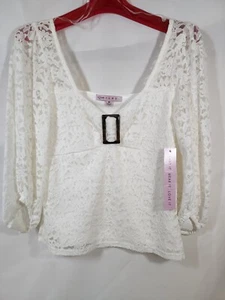 Crave Fame Women's NWT Floral White Shoulder Long Sleeve Blouse Medium - Picture 1 of 5
