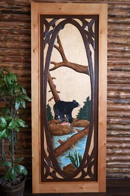 Puerta de pino de oso hecha a mano, puerta interior de cabina, puerta rústica, puerta de madera maciza de oso Foto 1 de 3