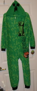 Minecraft Costume Type Long One Piece Zip Pajama PJ Set Boys Size 10 / 12 NWT - Picture 1 of 1