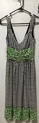 Vestido para mujer Nine West talla 4 negro blanco verde cremalleras en la espalda nuevo 52 Foto 1 de 4