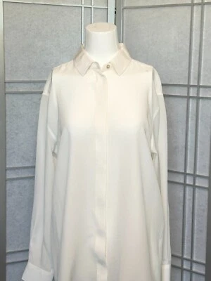 St Laurent Paris White Button Down Blouse - Size 8 - Image 1 of 4