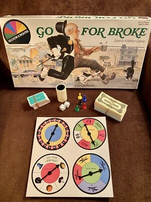 Go For Broke Board Game Set Replacement Parts - Money/Cards/Spinners/Movers/Cup - Image 1 of 4