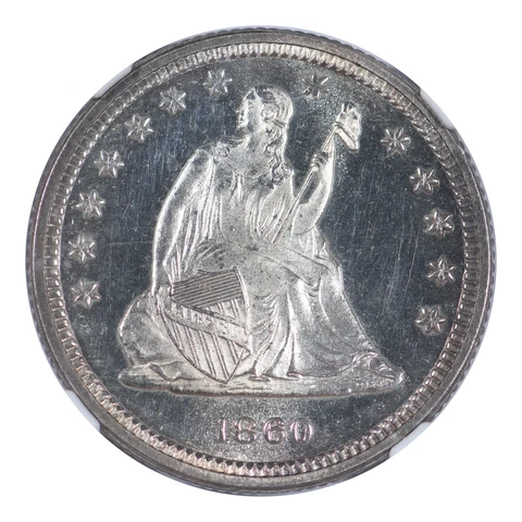 1860 Seated Liberty Quarter NGC PF65 CAMEO Cover