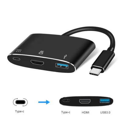 3 in 1 Type-C to HDMI USB 3.0/USB 3.1 4K Cable Adapter For Samsung Galaxy S9 Mac - Image 1 of 4