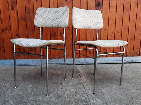 Chair Chrome Dining Room 70er Vintage Space Age 70s Upholstered Retro 1/2 Cover