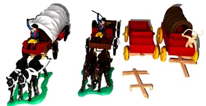 Vintage starlux army men soldiers plastic horse covered wagon indian pioneer lot - Picture 1 of 20