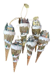 Set/Lot/6 Vntg Thomas Kinkade Victorian Village Icicle Ornaments Ashton Drake - Picture 1 of 9