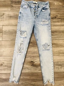 Free People We The Free High Rise Women's Jeans Button Fly Distressed Size 28 - Picture 1 of 15