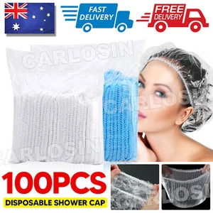 100X Shower Cap Clear Plastic womens Men Kids Hair Cover Waterproof - Picture 1 of 9