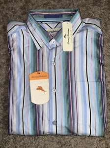 Nueva Camisa Grande Menara A Rayas Para Hombre Tommy Bahama Botones - Imagen 1 de 5