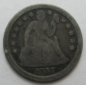 Moneda de diez centavos sentada de plata 1857 -en muy buen estado- (#118aJ) - Imagen 1 de 2