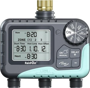 RAINPOINT 3 Zone Water Sprinkler Timer with Brass Inlet, Watering System - Bild 1 von 4