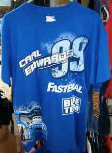 VINTAGE CFS #99 FASTENAL BLUE TOTAL PRINT TEE SHIRT CARL EDWARDS LARGE NWT - Picture 1 of 2