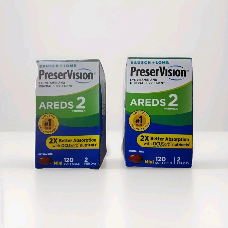 NUEVO LOTE DE 2 Mini cápsulas blandas PreserVision AREDS 2 Bausch+Lomb 120 x2 Exp 2/27 Foto 1 de 2