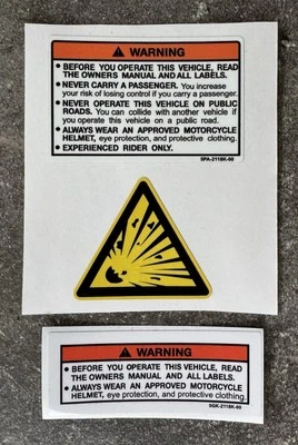 Yamaha YZ250 2001 Juego de calcomanías de advertencia de seguridad / Kit de pegatinas / Kit de gráficos Foto 1 de 2