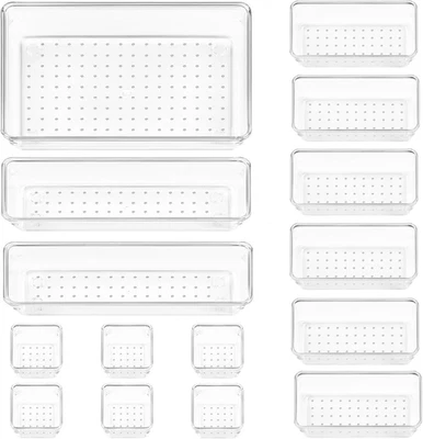 15 Pezzi Sistema Organizer per Cassetti 4 Dimensioni in Plastica Trasparente - Immagine 1 di 4