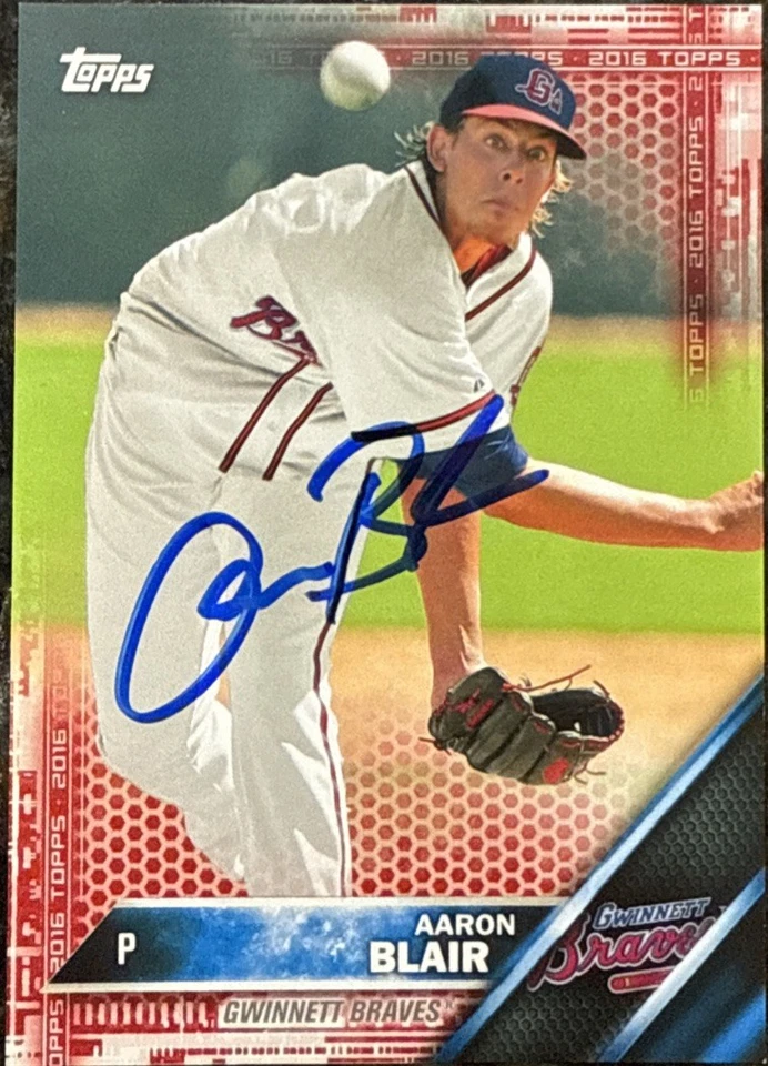 2016 Topps Pro Debut 93 Aaron Blair Red #2/5 IP Signed AUTO Autograph Braves - Image 1 of 1