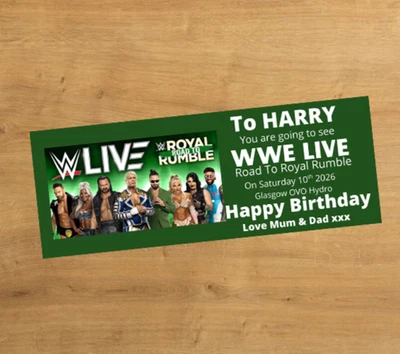 WWE ROAD TO ROYAL RUMBLE Personalised Theatre Gift Ticket Christmas Birthday