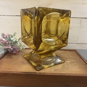 Vintage Bernstein Glas Kerzenständer Mid Century MCM umfunktioniert Aschenbecher - Bild 1 von 9