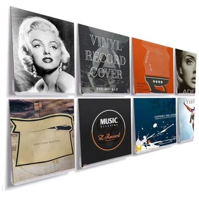 8 Pack 12'' Clear Acrylic Record Display Shelf - Wall Mount and Display Your  - Image 1 of 4
