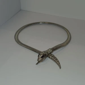 Signed RARE Coro Figural Snake Reptile Vintage Necklace,Purple Gems For Eyes - Picture 1 of 20