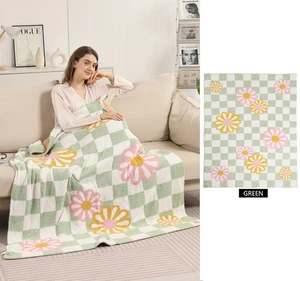 ComfyLuxe Karo & Gänseblümchen Muster Überwurf Decke - Bild 1 von 7