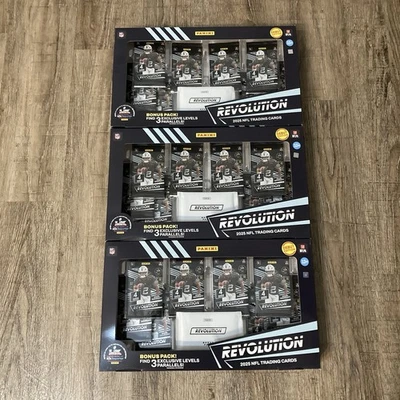 Lot of 3x New 2025 NFL Panini Revolution Football Trading Cards Sams Club Bundle