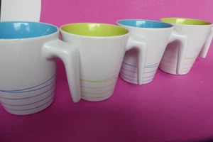 Vintage 4 x IKEA Hurrig Tassen weiß/blau Weiß/gelb - Bild 1 von 6