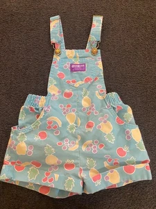 RARE Vintage Oshkosh B'gosh Bright Fruits Overalls Shorts Size 6 (Fits 3 & up) - Picture 1 of 5